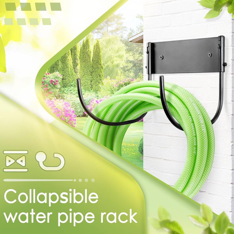 Lifyzoon Heavy Duty Wall-Mount Hose Holder: 1Pc Foldable Rustproof Outdoor Water Hose Hanger 150ft for Garden/Yard/Fence/Patio with 120LB Capacity - Image 2
